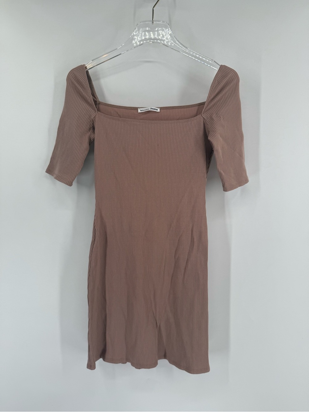 Reformation Tan Ribbed
Bodycon Mini Dress size medium